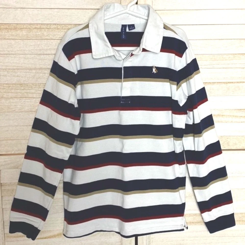 Janie & Jack Boys Rugby Striped Shirt Size 12 - Picture 1 of 7